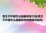 黑王子声望怎么刷最快速介绍(黑王子声望怎么刷最快速详细情况如何)