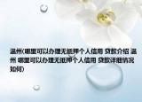 温州(哪里可以办理无抵押个人信用 贷款介绍 温州 哪里可以办理无抵押个人信用 贷款详细情况如何)