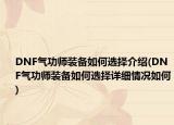 DNF气功师装备如何选择介绍(DNF气功师装备如何选择详细情况如何)