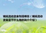 铺底流动资金包括哪些（铺底流动资金是干什么用的简介介绍）