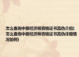 怎么查询中级经济师资格证书真伪介绍(怎么查询中级经济师资格证书真伪详细情况如何)