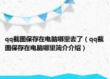qq截图保存在电脑哪里去了（qq截图保存在电脑哪里简介介绍）
