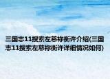 三国志11搜索左慈祢衡许介绍(三国志11搜索左慈祢衡许详细情况如何)