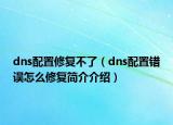 dns配置修复不了（dns配置错误怎么修复简介介绍）