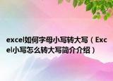 excel如何字母小写转大写（Excel小写怎么转大写简介介绍）