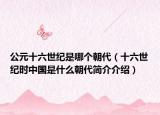 公元十六世纪是哪个朝代（十六世纪时中国是什么朝代简介介绍）