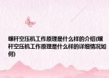 螺杆空压机工作原理是什么样的介绍(螺杆空压机工作原理是什么样的详细情况如何)