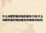 什么减肥药最好瘦的最快介绍(什么减肥药最好瘦的最快详细情况如何)