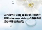windows(vista sp1游戏不能运行介绍 windows vista sp1游戏不能运行详细情况如何)