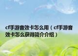 cf手游音效卡怎么用（cf手游音效卡怎么获得简介介绍）