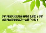 手机网速突然变得很慢是什么原因（手机突然网速很慢是因为什么简介介绍）