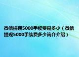 微信提现5000手续费是多少（微信提现5000手续费多少简介介绍）
