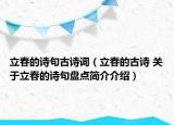 立春的诗句古诗词（立春的古诗 关于立春的诗句盘点简介介绍）