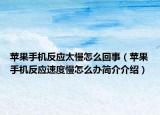 苹果手机反应太慢怎么回事（苹果手机反应速度慢怎么办简介介绍）