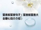 留言板留言句子（留言板留言大全暖心简介介绍）