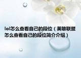 lol怎么查看自己的段位（英雄联盟怎么查看自己的段位简介介绍）