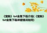 《宠魅》txt全集下载介绍(《宠魅》txt全集下载详细情况如何)