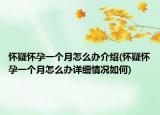 怀疑怀孕一个月怎么办介绍(怀疑怀孕一个月怎么办详细情况如何)
