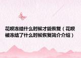 花呗冻结什么时候才能恢复（花呗被冻结了什么时候恢复简介介绍）