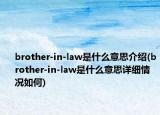 brother-in-law是什么意思介绍(brother-in-law是什么意思详细情况如何)