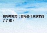 侧写啥意思（侧写是什么意思简介介绍）