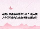 中国人寿保单查询怎么查介绍(中国人寿保单查询怎么查详细情况如何)