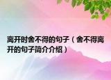 离开时舍不得的句子（舍不得离开的句子简介介绍）