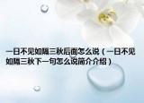 一日不见如隔三秋后面怎么说（一日不见如隔三秋下一句怎么说简介介绍）