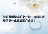 与君共话桑麻的上一句（与君共话桑麻是什么意思简介介绍）