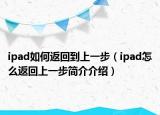 ipad如何返回到上一步（ipad怎么返回上一步简介介绍）