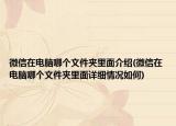 微信在电脑哪个文件夹里面介绍(微信在电脑哪个文件夹里面详细情况如何)
