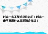 时光一去不复返是谁说的（时光一去不复返什么意思简介介绍）