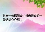 抖音一句话简介（抖音最火的一段话简介介绍）