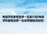电信手机套餐资费一览表介绍(电信手机套餐资费一览表详细情况如何)