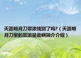 天涯明月刀翠浓找到了吗?（天涯明月刀里的翠浓是谁啊简介介绍）