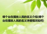 哪个台在播放人民的名义介绍(哪个台在播放人民的名义详细情况如何)