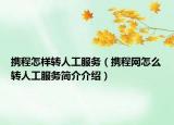 携程怎样转人工服务（携程网怎么转人工服务简介介绍）