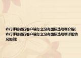 农行手机银行客户端怎么没有国债选项啊介绍(农行手机银行客户端怎么没有国债选项啊详细情况如何)