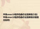 苹果cmsv10程序伪静态设置教程介绍(苹果cmsv10程序伪静态设置教程详细情况如何)