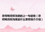 奈何明月照沟渠的上一句是啥（奈何明月照沟渠是什么意思简介介绍）