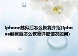 Iphone越狱后怎么恢复介绍(Iphone越狱后怎么恢复详细情况如何)