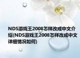 NDS游戏王2008怎样改成中文介绍(NDS游戏王2008怎样改成中文详细情况如何)