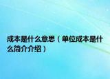 成本是什么意思（单位成本是什么简介介绍）