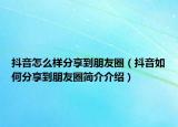 抖音怎么样分享到朋友圈（抖音如何分享到朋友圈简介介绍）
