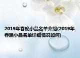 2019年春晚小品名单介绍(2019年春晚小品名单详细情况如何)
