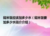 焖米饭应该加多少水（焖米饭要加多少水简介介绍）