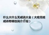 什么大什么无成语大全（大啥无啥成语有哪些简介介绍）