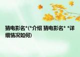 猜电影名*(*介绍 猜电影名* *详细情况如何)