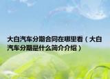 大白汽车分期合同在哪里看（大白汽车分期是什么简介介绍）