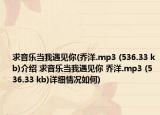 求音乐当我遇见你(乔洋.mp3 (536.33 kb)介绍 求音乐当我遇见你 乔洋.mp3 (536.33 kb)详细情况如何)